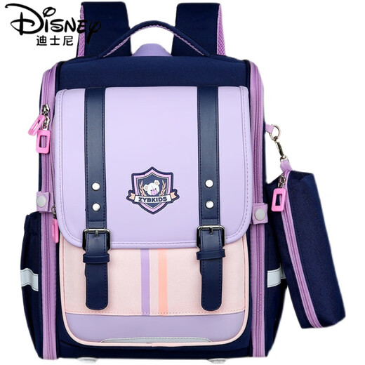Disney's new primary school schoolbag for women, boys, grades 1-3456 British style shoulder protection and spine protection to reduce burden ultra light waterproof children 1047 taro purple recommended grades 2-6