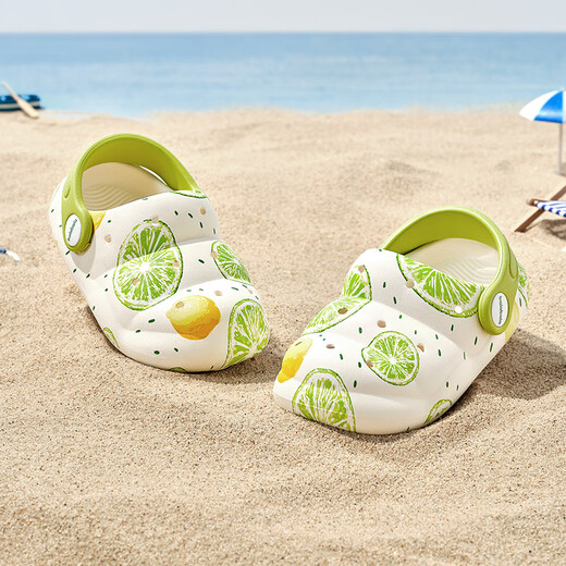 Balabala Kinderschuhe und Kinderruhschuhe Sommer 2025 Neue Innenjungen bequeme Tide-Lochschuhe für Mädchen für Mädchen weiß und grün 00314 23 (Fußlänge 16.3-16,7/Innere Länge 17,7)