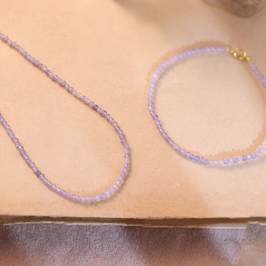 LZJV super flash faceted natural tanzanite necklace for women, light luxury niche fine beaded sterling silver purple gemstone clavicle chain stacked purple 2mm faceted model 40cm, total length including buckle is about 41