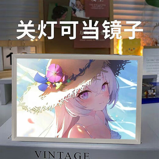 Archives bleues baizhou zi Éclairage de peinture atmosphère envoyée à votre petite amie à votre petite amie Xiao Night Light Animation créative Ornements Cadeau 12610 Miroir Lighting Painting-Tiantong Alice 3 Perg-in USB 165 mm'210mm * Cadre blanc