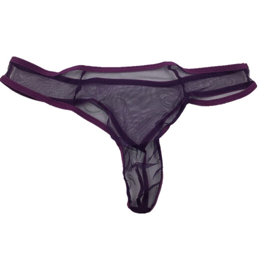 Zhenmi Men's Sexy Underwear Purple Stretch Romantic Transparent Briefs T-Pants One Size Within 170Jin [Jin equals 0.5kg]