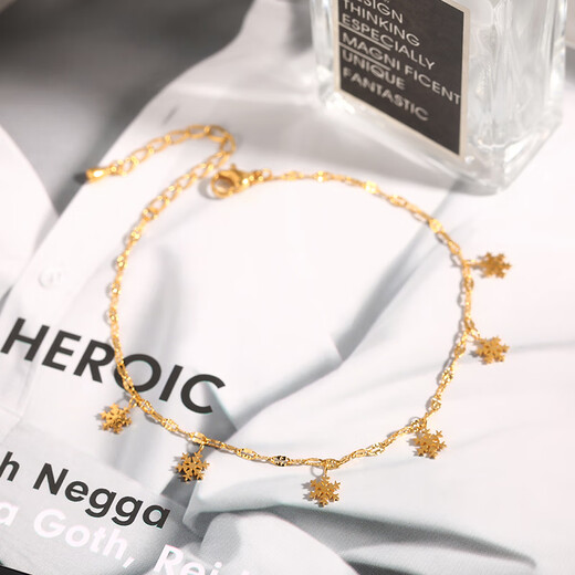 Lie Rui plated 18k gold snowflake anklet for girls cool style sexy anklet that does not fade, simple and versatile anklet chain gold