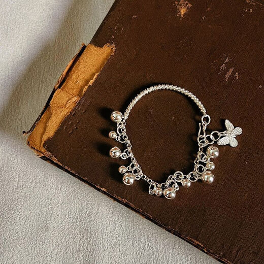 He Jiagong Lao Phoenix 999 pure silver new half bracelet half bracelet original niche bell butterfly sterling silver anklet jewelry anklet long style same style