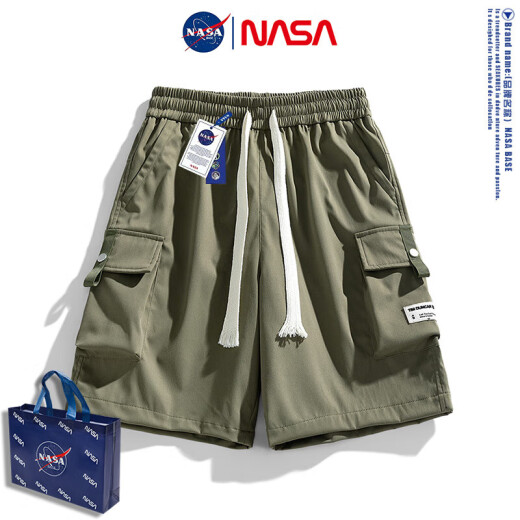 NASA [Summer thin loose] Functional tooling shorts for men straight-leg casual sports five-point pants NASA-718 Black 3XL