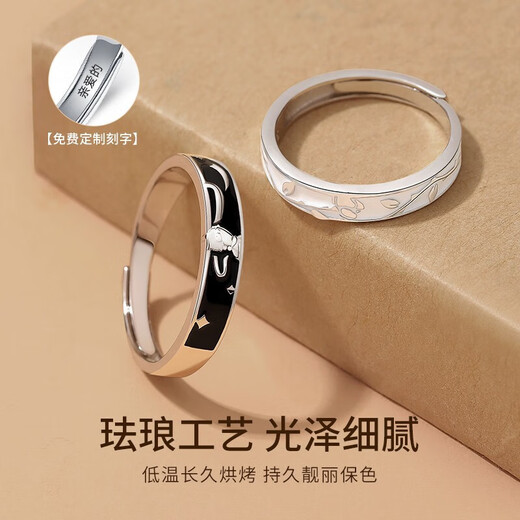 MZMZ Prince and Rose Platinum Couple Ring PT950 Platinum Pair Ring Valentine's Day Birthday Gift for Girlfriend and Wife Light Luxury Style - Little Prince and Rose