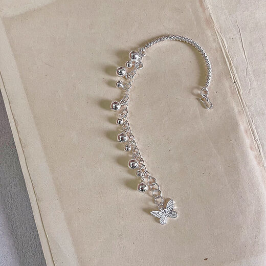 He Jiagong Lao Phoenix 999 pure silver new half bracelet half bracelet original niche bell butterfly sterling silver anklet jewelry anklet long style same style