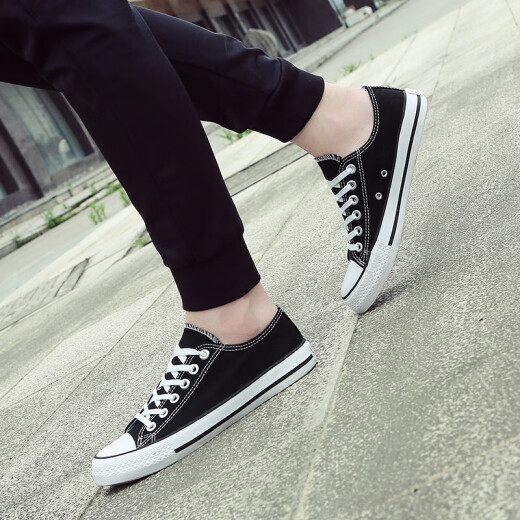 
European Pastoral couple canvas shoes for men 2025 summer new low top casual sports shoes for men trendy and versatile (PJ) 6621 black 36
