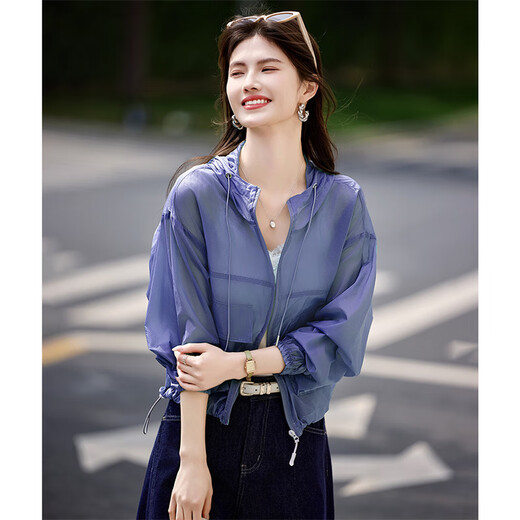 Shangjing -Jacke für Frauen im Sommer Neues Frauen leichter Freizeitspleißen im Freien leichte kurze Kurzjacke Kordel große Taschenschattierung Top