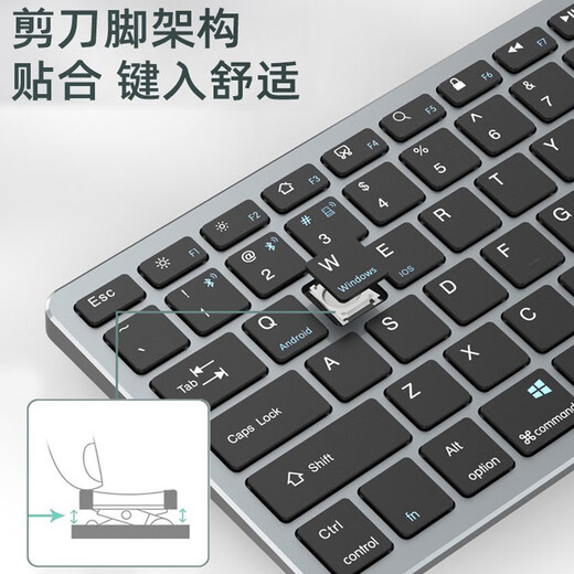 Roadmanton Huawei MateBook 14 Core Ultra kabellose Bluetooth-Tastatur GT14 Maus-Set D14/D16 Silent Office Business externe Tastatur wiederaufladbar tragbar ultradünn Titangrau Set Tastatur + Maus kabellos Bluetooth wiederaufladbar universell für alle Serien