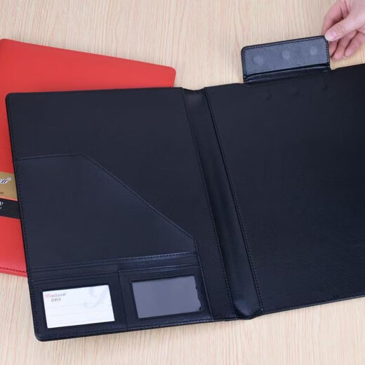 
Bailiven A4 magnetic contract folder office black and red leather folder contract signing instrument contract magnetic button type file folder BL3884 1 [magnetic contract folder] red