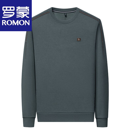 
ROMON high-end brand men's 100% pure cotton long-sleeved T-shirt 2025 round neck Jimo sweatshirt men's autumn anti-wrinkle base shirt 6625 gray XL 175 suggestions 130-155Jin [Jin equals 0.5 kg]
