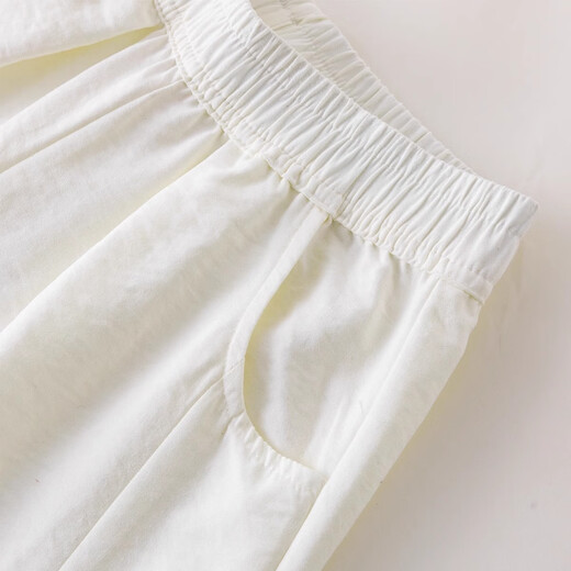 Nickybaby Pantalones de chicas del verano Seda delgada de hielo infantil de nueve puntos de pierna ancha Pantalones de zanahoria ropa de verano de niñas Chicas blancas 15263 metros blancos + 15251 Purple 130 cm