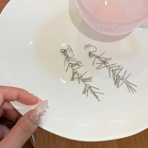 Platinum earrings for women, wheat tassels, high-end, luxury, niche earrings, earrings, earrings, mosquito coil discs, ear clips, gift, wheat tassels, earrings, pair