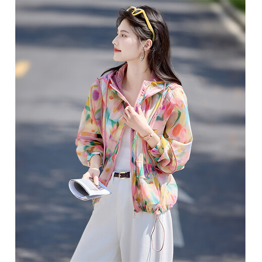 尚静莫奈花园遮阳轻薄减龄外套25夏新品活力碎花宽松长袖上衣女