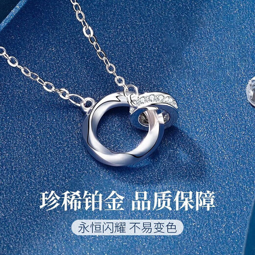 Dirholl Moebius PT950 Platinum Necklace Feminine Simple Pendant Valentine's Day Birthday Gift for Girlfriend and Wife Platinum PT950 Necklace-Moissanite Pendant with Buckle