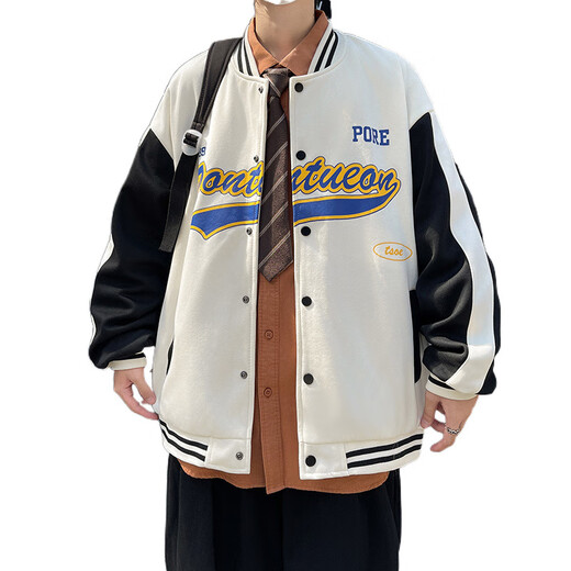 
RONGXITU Spring and Autumn Jacket Men's Teenagers Fashion Trendy Baseball Clothes Korean Style Hong Kong Style Students' Versatile Men's Top Spring and Autumn Style-829-Black [Style] 3XL Recommended [135-150Jin[Jin equals 0.5 kg]]