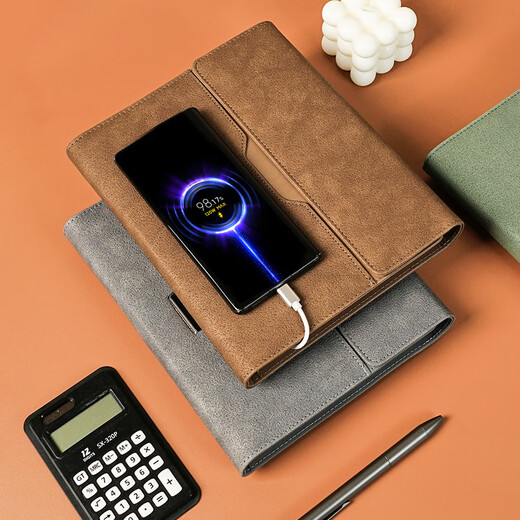 Weimei Business High-end Laptop Loose-leaf Wireless Charging Notepad Customized Power Bank with Multifunctional Mobile Power Conference Record Gift Box Set Printable Logo Engraving