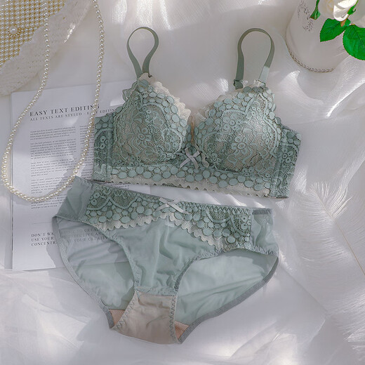 维多利亚的格调维密系列内衣女士聚拢小胸显大无钢圈收副乳防下垂文胸罩套装 灰紫色-套装【小胸聚拢】 80B 80/36B 【舒适无钢圈】