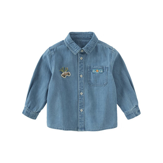 David Bella Aulet sells boys' denim shirts, autumn baby cotton shirts, children's style jackets, denim blue, ready stock, 110 cm (recommended height 100-110cm)