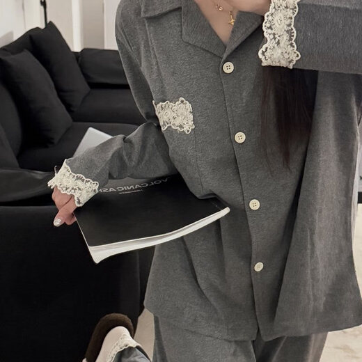 Hualin Mode Frauenpyjamas Frühlings- und Herbst-Spitzen-Langarm-Heimkleidung Zwei-teiliger Set E6621 175 L [95-110jin [Jin gleich 0,5 kg]]]