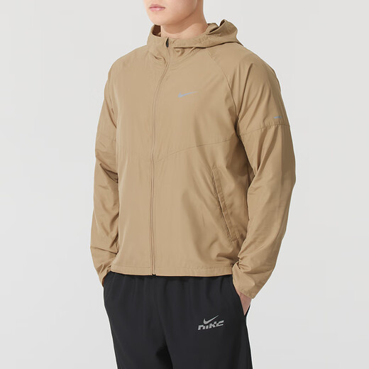 耐克（NIKE）男梭织快干运动套装 杏茶色薄款夜跑健身训练服潮流时尚休闲衣裤 DD4747-297连帽夹克外套 2XL