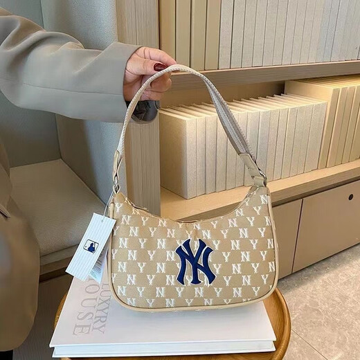 腋下包2024夏季新款ny刺绣复古老花女士时尚百搭手提包单肩包 黑色