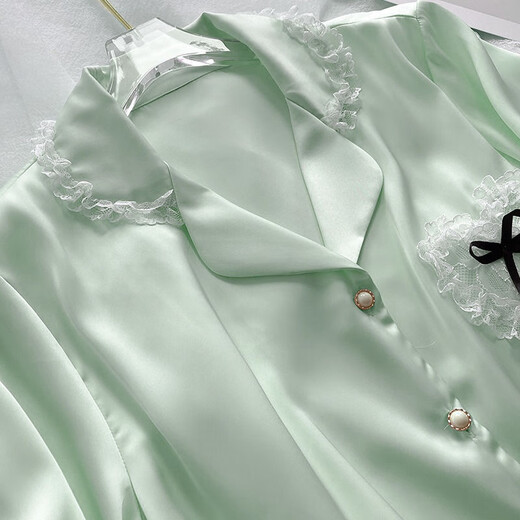 Victoria's Secret Pajamas Women's Princess Style Summer Ice Silk Short Sleeve Shorts Home Clothes Suit Lace 2025 New YX9214 M Female Recommended Weight 80-105Jin Jin is equal to 0.5 kg