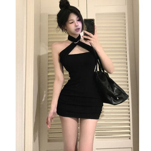 Yi Jingxuan (Yijingxuan) Nachtclub Heißes Mädchen Halfterhalter für Frauen im Sommer Schwarzrock Licht Luxus Taille Slim Fit Slim Hip Short Rock kleines Schwarz/Schwarz [hohe 24 Stunden pro zweites Mal] m Vorschläge [95-105jin [Jin gleich 0,5 kg]]
