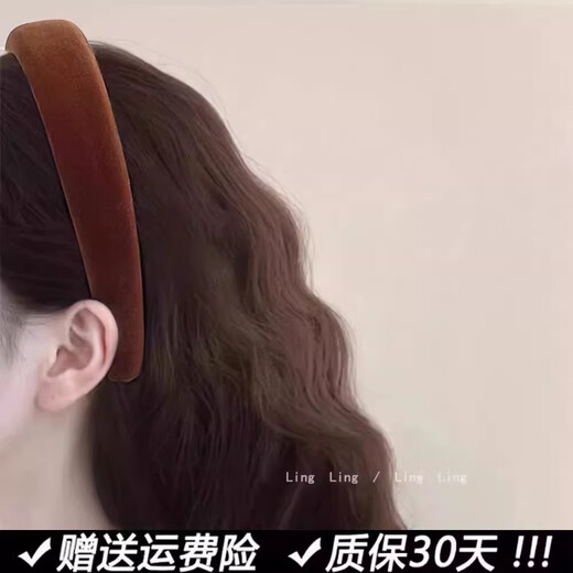 Tang Funi and Gao Yuanyuan's same style Maillard headband for women 2025 summer Hong Kong style high-ceiling giant white headband hairpin headdress customized version of velvet pumpkin orange same style as Gao Yuanyuan's