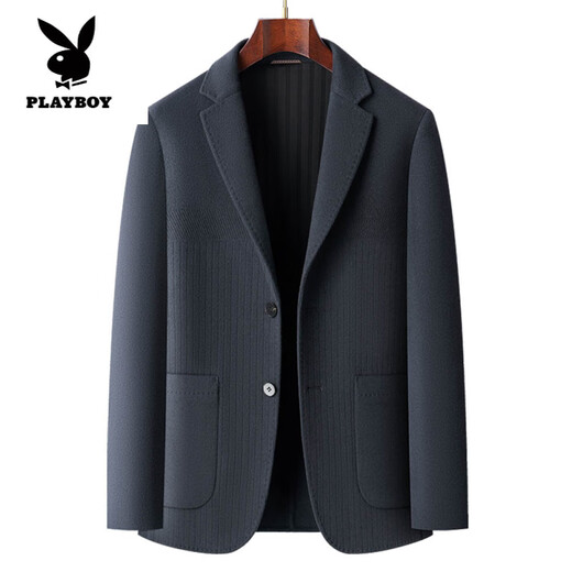 Playboy (PLAYBOY) high-end wool double-sided woolen suit men's middle-aged dad winter suit coat short woolen jacket blue gray M 170