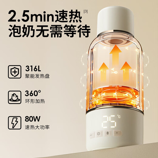 小白熊无线便携式恒温壶婴儿水壶保温水杯外出泡奶烧水杯500mL5076Pro