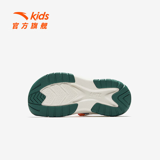 ANTA Children's Sandals Boys' Shoes 2026 Summer New Children's Outdoor Velcro Anti-Slip Open Toe Beach Shoes Soft Sole Shoes Ivory White/New Ink Blue/Xixia Orange-2 33