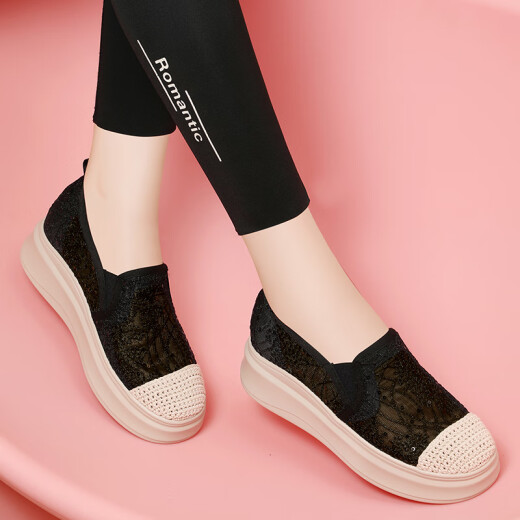 Sipuwang (Sipuwang) Xiaoxiangfeng Pedale faule Fischerschuhe für Frauen 2025 Frühlings- und Sommer -neue dicke Einzelschuhe bequem und vielseitige Maschenschuhe JST 1283 Khaki 34
