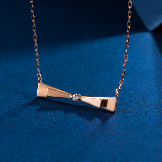 Chirping bow stone set chain 18K gold stone pendant Au750 necklace chain bow tie color gold adjustment chain F-G/Excellent white 20 points or less ungraded 18K rose gold 38+5cm