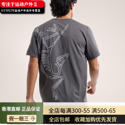 始祖鸟（ARC'TERYX）【限量】始祖鸟/Arcteryx男士Cormac ARC'BIRD 速干短袖T恤 X9721 辰达绿Tatsu_Heather_Stone_Gr M