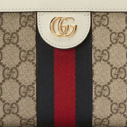 古驰（GUCCI）链条包 Ophidia 复古老花帆布拼皮革手拿包女款斜挎包【七夕送礼】 白色602676-K05NB-9794 长19*宽6*高14cm
