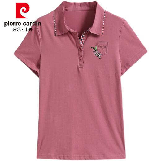 Pier Cardin Mutter reines Baumwoll-Kurzärärt-T-Shirt für Frauen 2025 Sommer neuer Stil mittleren Alters mittleren Alters und älterer Revers.