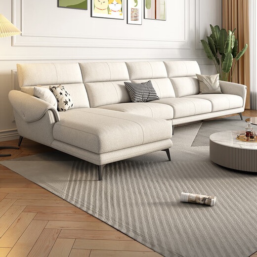 Disney fabric sofa Italian light luxury cotton and linen small apartments in a straight row multi-person combination soft package living room furniture Y753# more than 2.8 meters [Cotton and linen] down + sponge