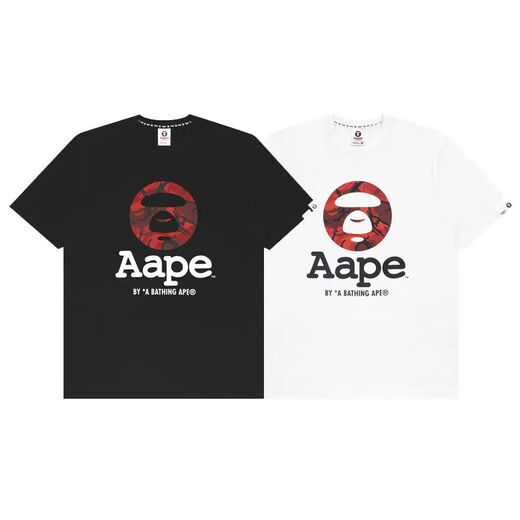 Aape New Ape Man Camouflage Summer Cartoon Print Losatile Men and Women Top Top футболка с половинами рукава A691 Black M