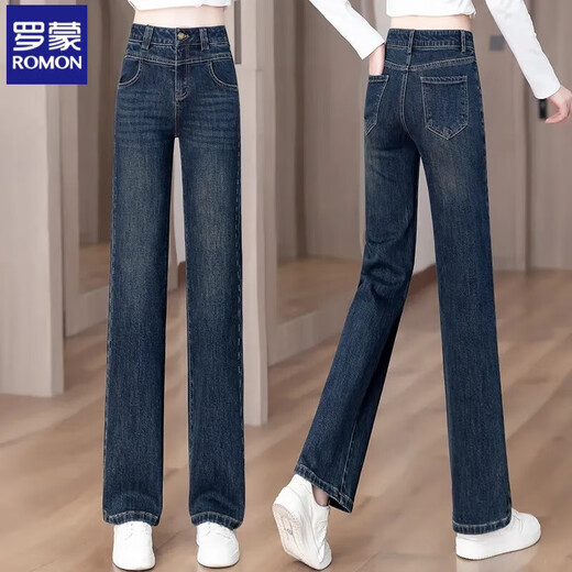 Lomon Retro Soft Jeans für Frauen im Frühjahr und Herbst 2025 Neue Hoch-T-Ten-Hose mit hohem T-Blue-Blue-Hose mit breitem Bein 683-Blue M empfohlen 95-105jin [Jin entspricht 0,5 kg]