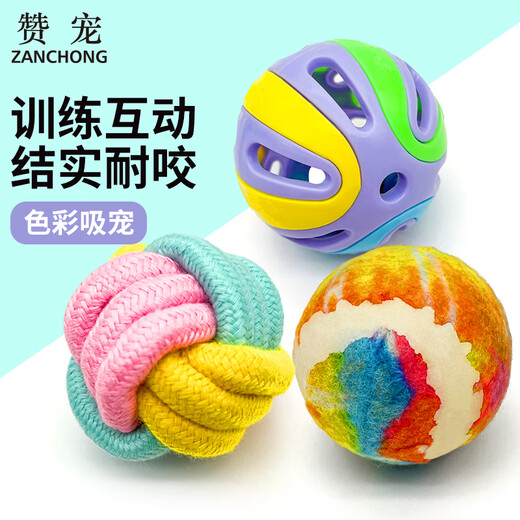 Zanpet Teething Dog Toy 3-piece Set Toy Golden Retriever Teddy Interactive Teething Relief and Bite-Resistant Dog Toy