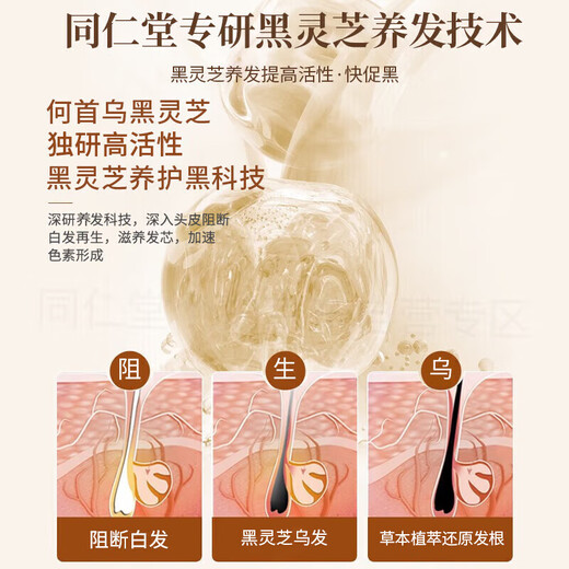 同仁堂何首乌洗发水金榜第1名五黑植萃黑灵芝白头发转养黑发洗发膏露