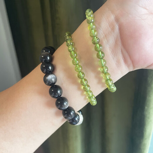 Fat Donglai's same style peridot bracelet, ice-kind crystal, natural l bracelet, ice-transparent green August, peridot necklace with shape