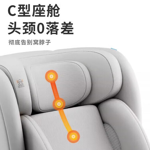 Lutule Tuqu Pro Pro Child Safety Seat Car 0-4-12-jährige Isiz-Auto-Adac für Baby Baby Smart Edition-Yueyan Grey + Cool Matte + Anti-Wear-Pad + Sonnenschutz