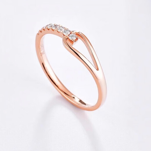 Fat Donglai same style rose gold ring 18k gold women's Au750 moissanite diamond row ring big lucky tail 18k rose gold diamond ring size 8