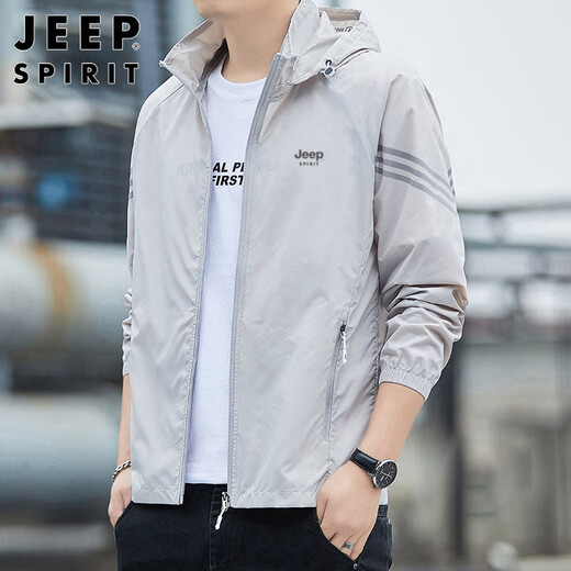 JEEP SPIRIT Jeep sun protection clothes men's summer ice silk thin anti-UV jacket high-end outdoor fishing skin clothing
