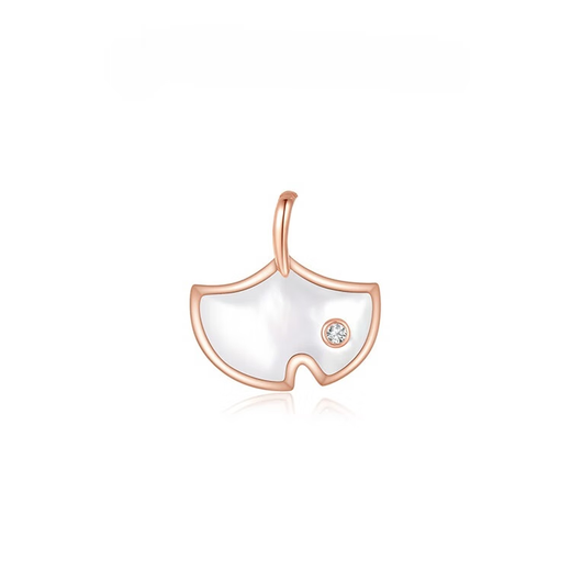 Junpo 18k gold mother-of-pearl necklace clavicle chain small pendant women's rose gold ginkgo leaf bracelet holiday gift white mother-of-pearl 18K gold diamond pendant + free silver chain