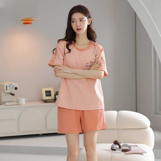 莫代尔2025新款睡衣女夏季纯棉套头短袖短裤可外穿家居服套装 Z9854 M [建议80-100斤穿]