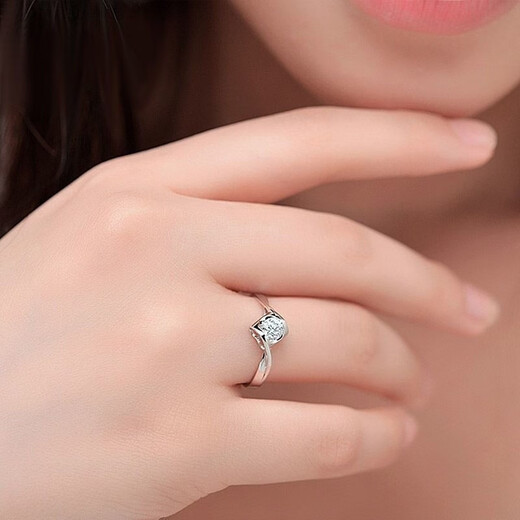 BZKS999 sterling silver ring women's open four-leaf clover pure silver ring platinum angel kiss ring alive + certificate + gift box 2 carats