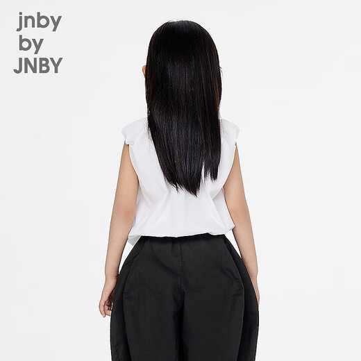 Jnby by JNBY Jiangnan Buyi children's sleeveless shirt H-shaped loose cotton poplin pullover summer girls and children 1P6210840 101/bleached 100 cm